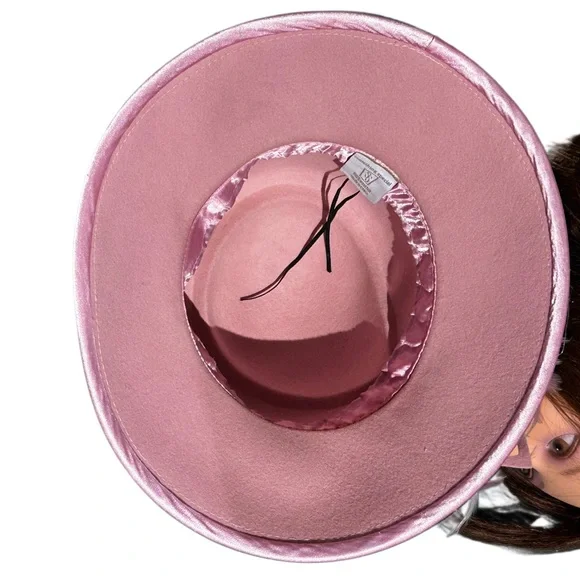 Something Special 100% Felt Pink Brim ribbon feathers Ladies Dress Hat Floral - Picture 12 of 12